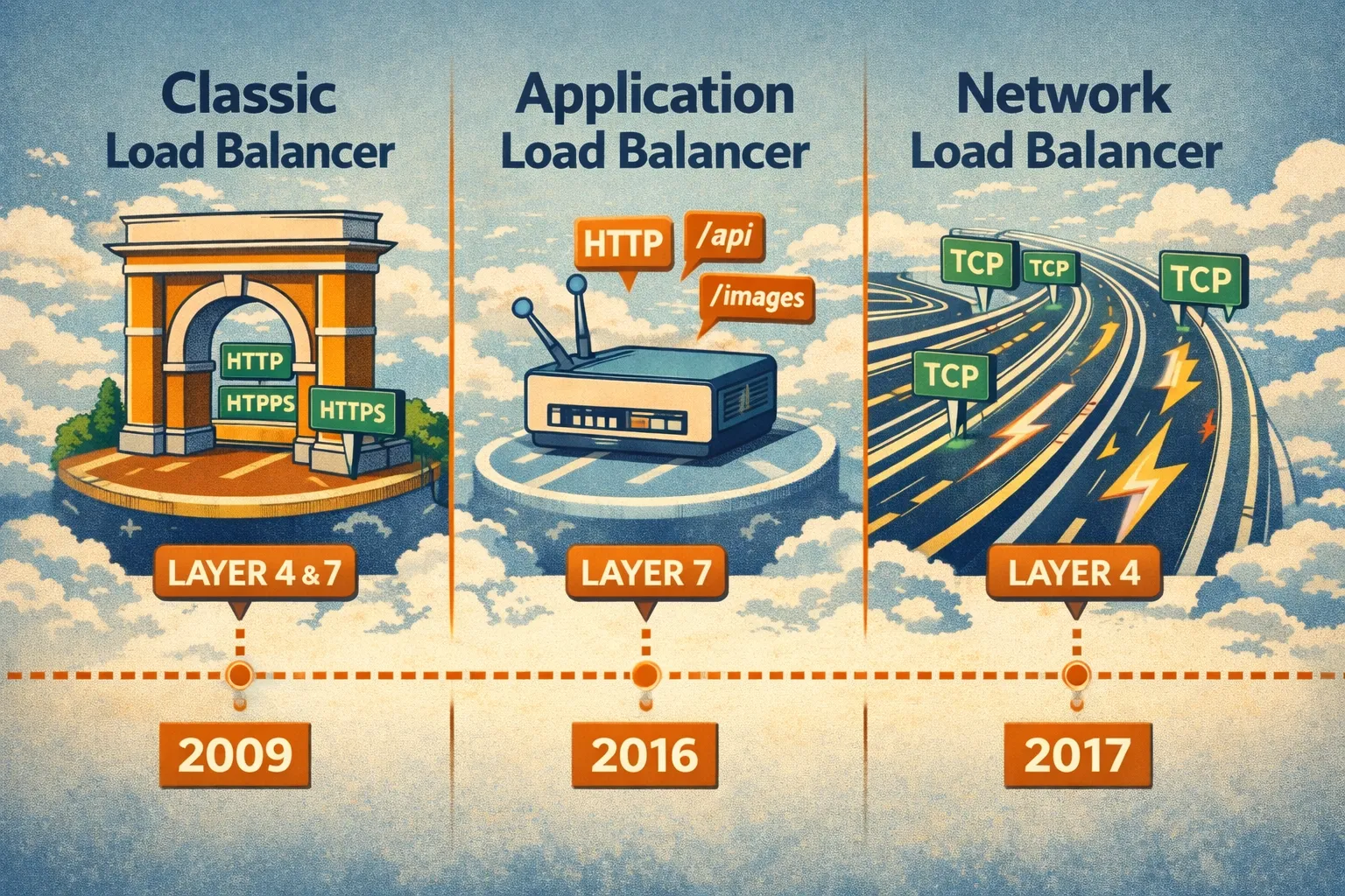 Comparison of AWS load balancer types - Classic, Application, and Network load balancers
