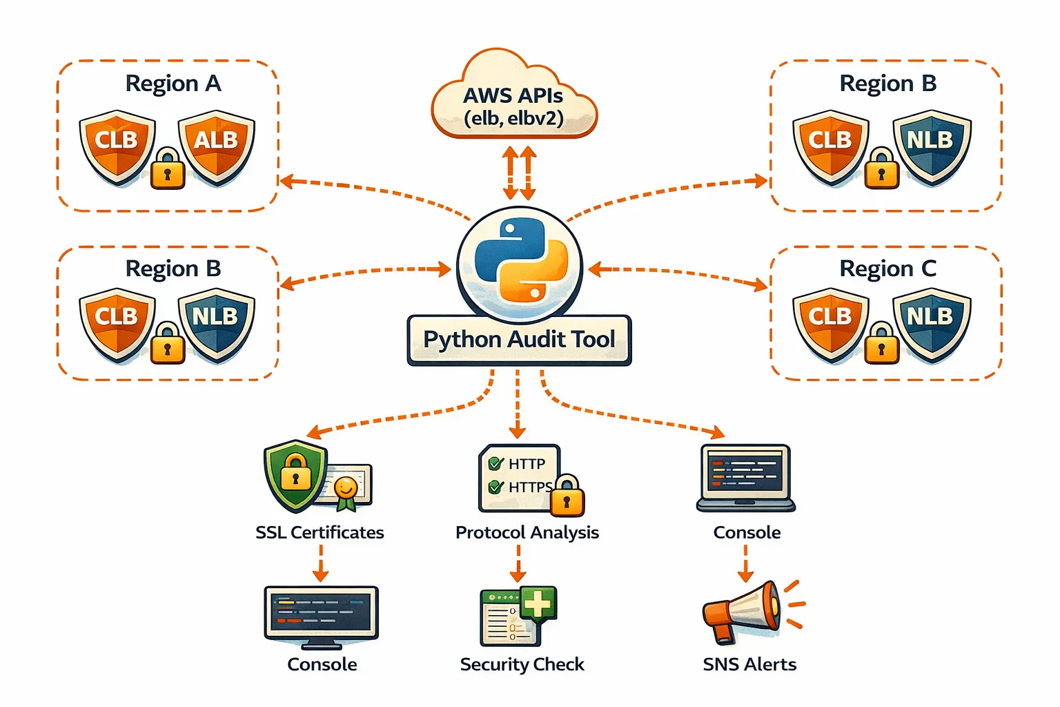 Load balancer security auditor tool architecture and scanning workflow