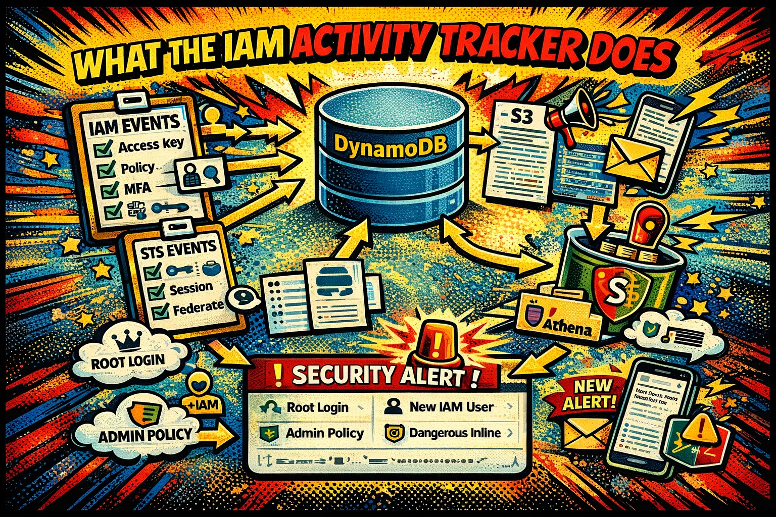How the IAM Activity Tracker collects and processes IAM, STS, and console signin events