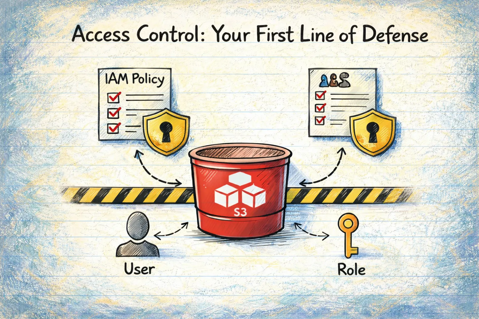 S3 access control checks including public access block, bucket policies, and ACLs